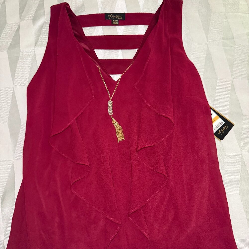Thalia Sodi, formal chiffon tank, Sz Small